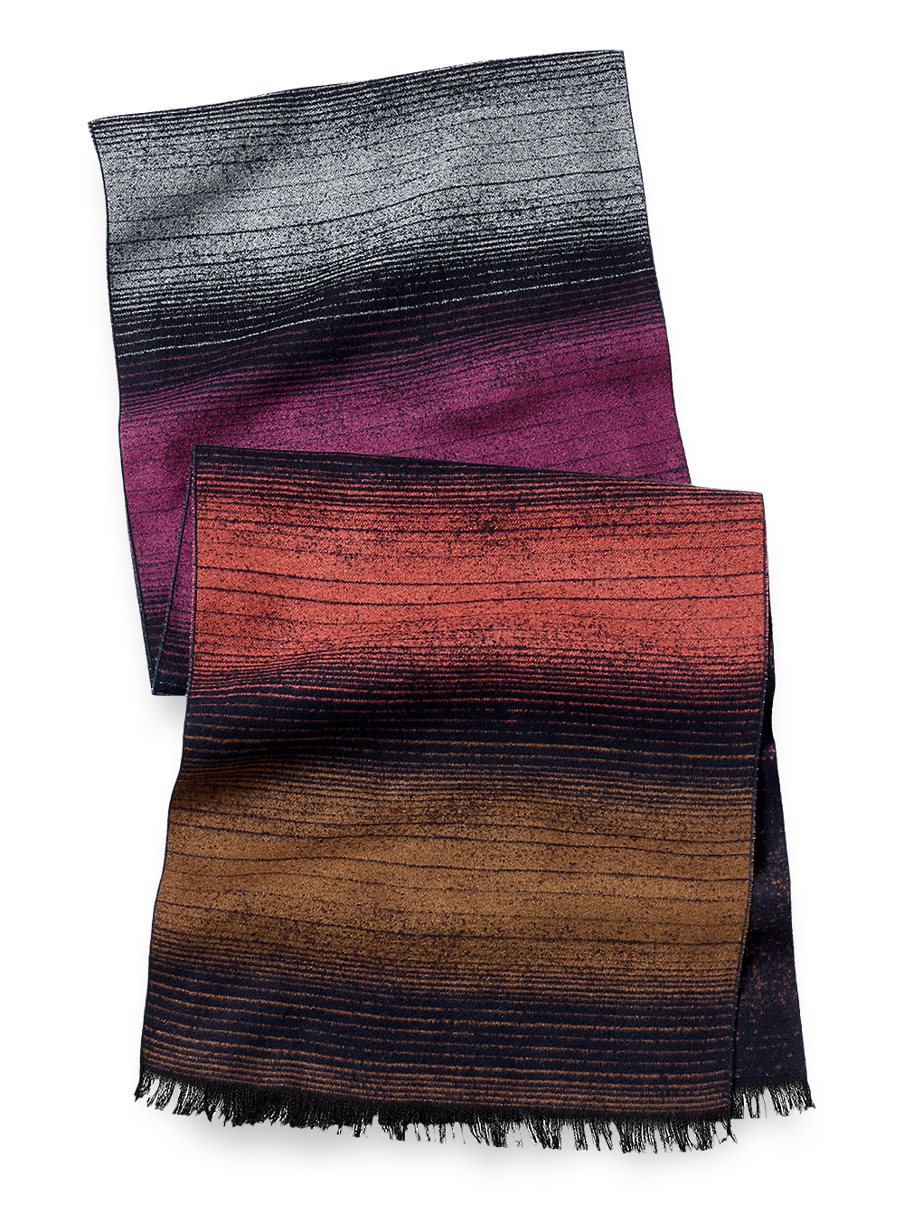 Product Image of Bold Stripe Brushed Silk Scarf-Rust Multi