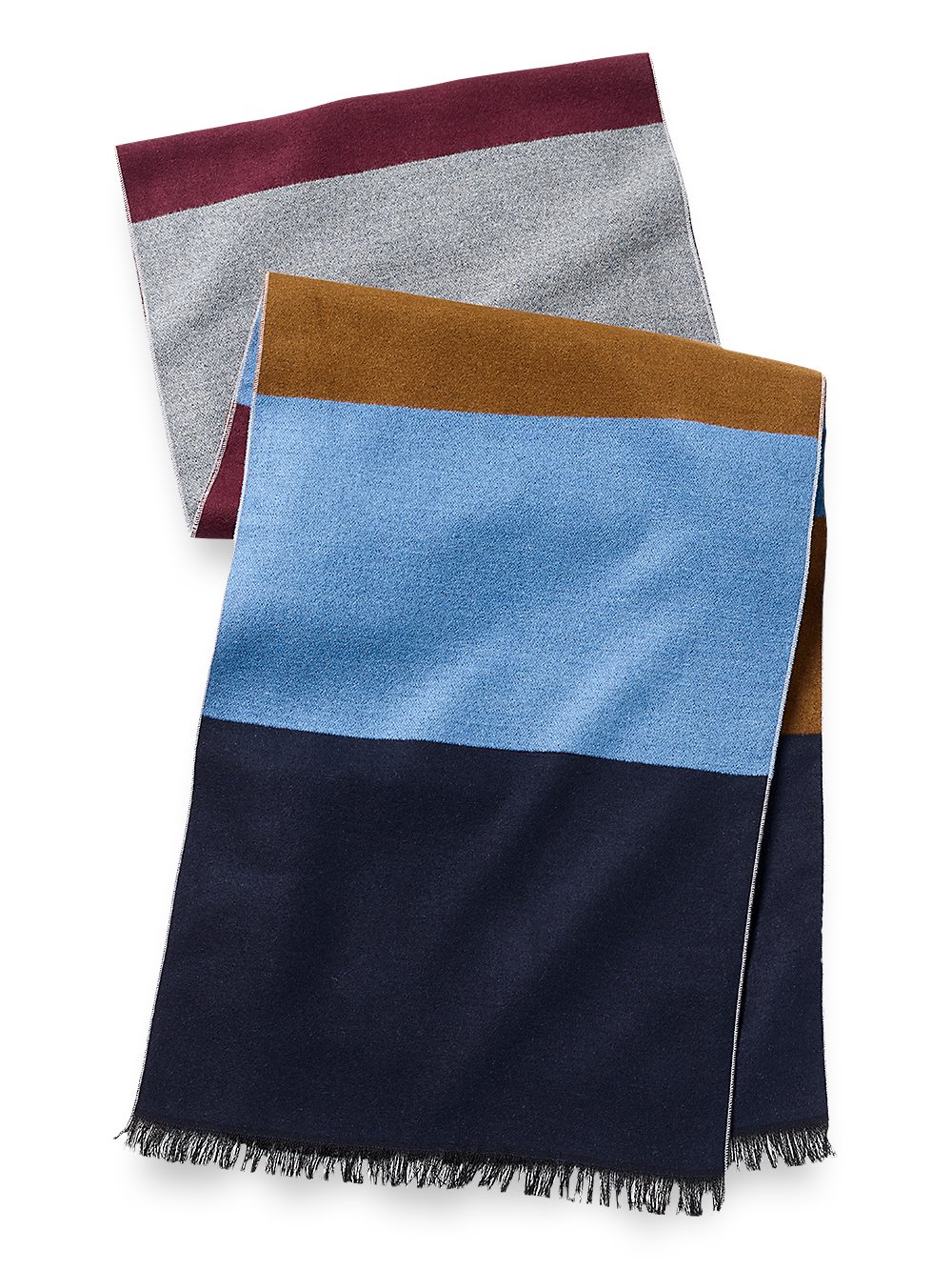 Product Image of Color Block Brushed Silk Scarf-Navy Multi