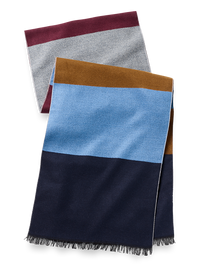 Color Block Brushed Silk Scarf - Navy Multi