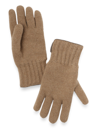 Cashmere Lined Knit Gloves - Camel