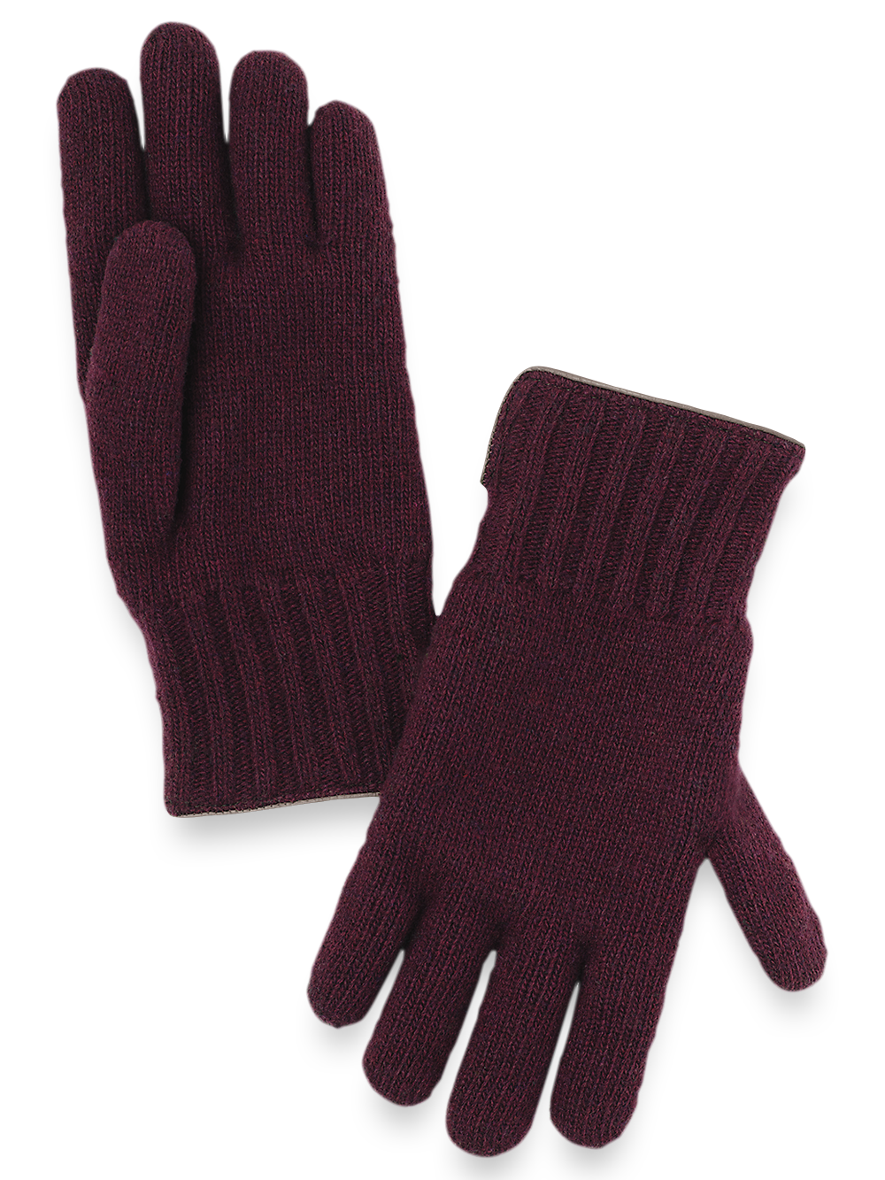 Product Image of Cashmere Lined Knit Gloves-Burgundy