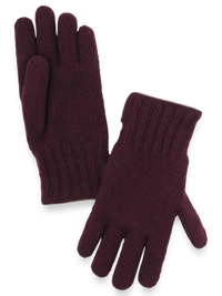 Cashmere Lined Knit Gloves - Burgundy