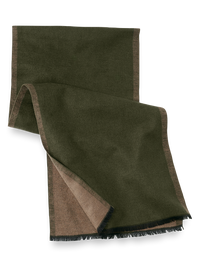 Solid Reversible Brushed Silk Scarf - Olive/camel