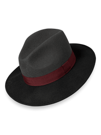 Wool Fedora With Ribbon Band - Grey/black