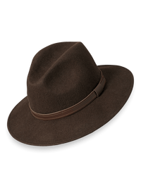 Wool Fedora With Leather Band - Brown