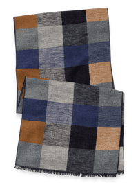 Buffalo Check Brushed Silk Scarf - Blue Multi