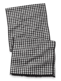 Houndstooth Brushed Silk Scarf - Black/white