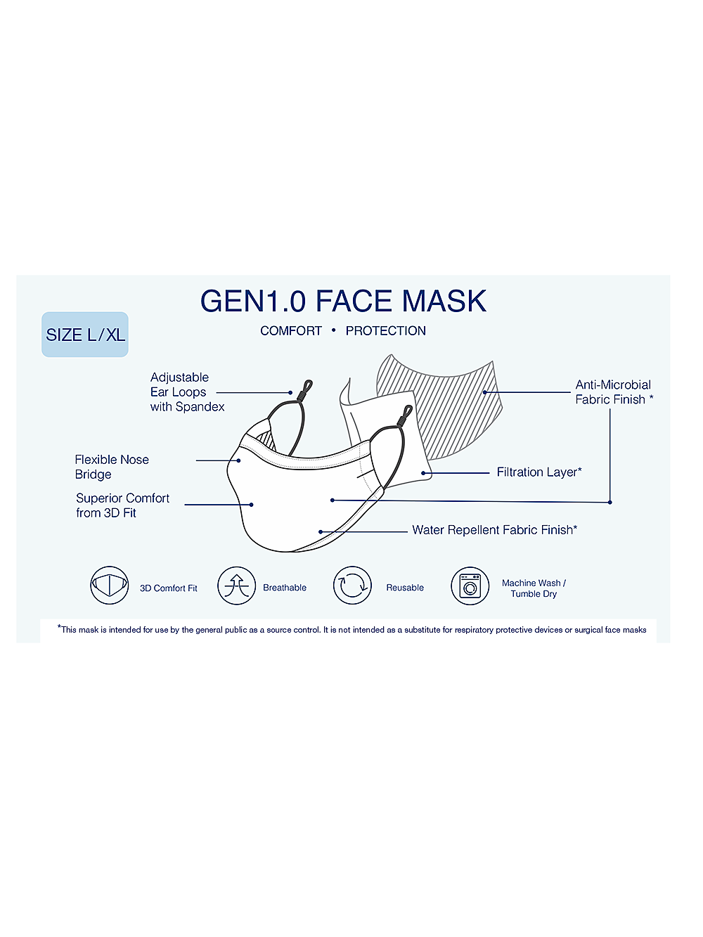 Alternate Image of Cotton Twill White Face Mask-3