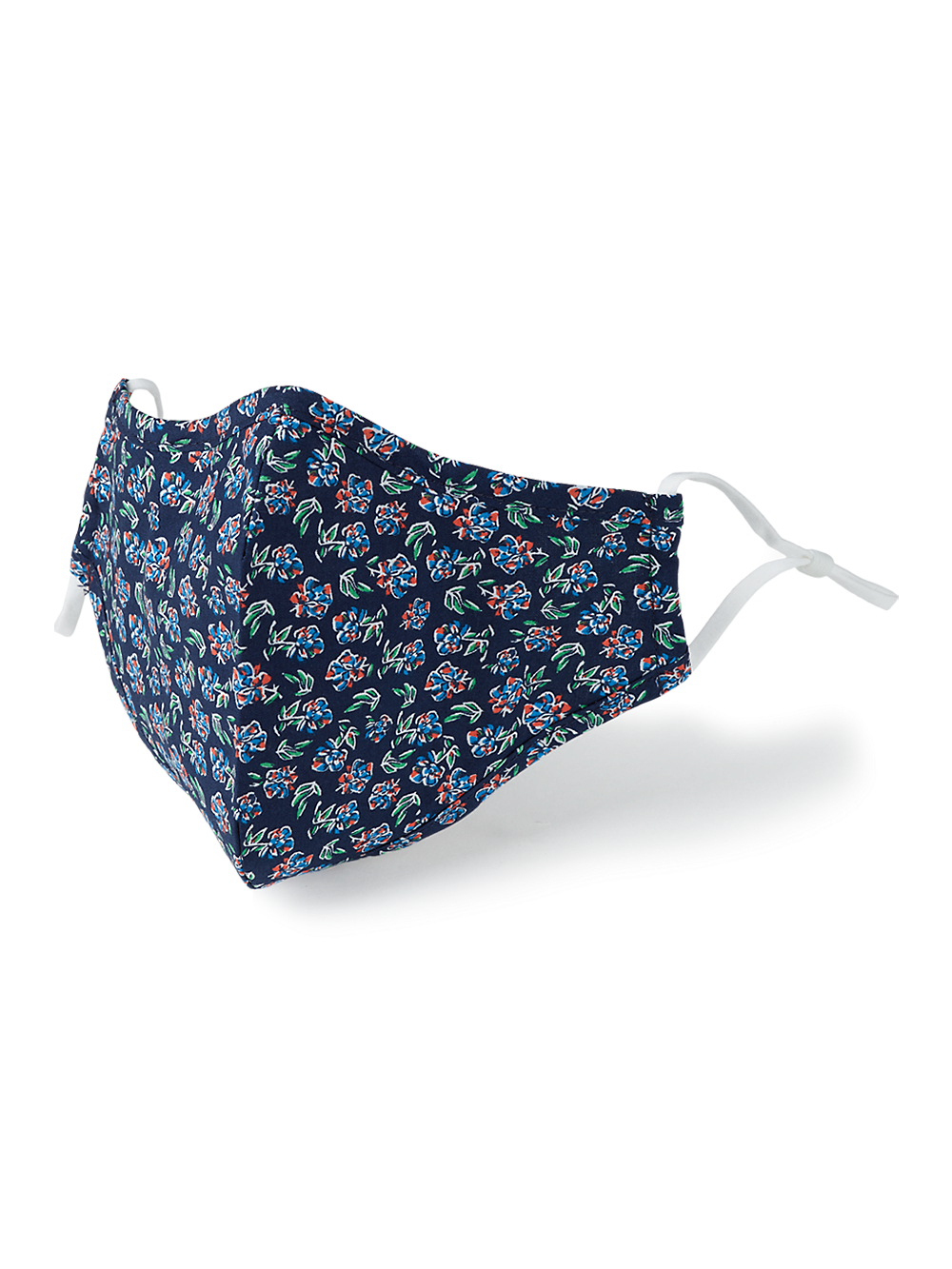 Product Image of Cotton Floral Print Face Mask-Navy