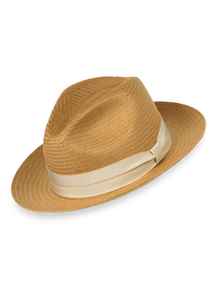 Straw Fedora With Ribbon Band - Bronze