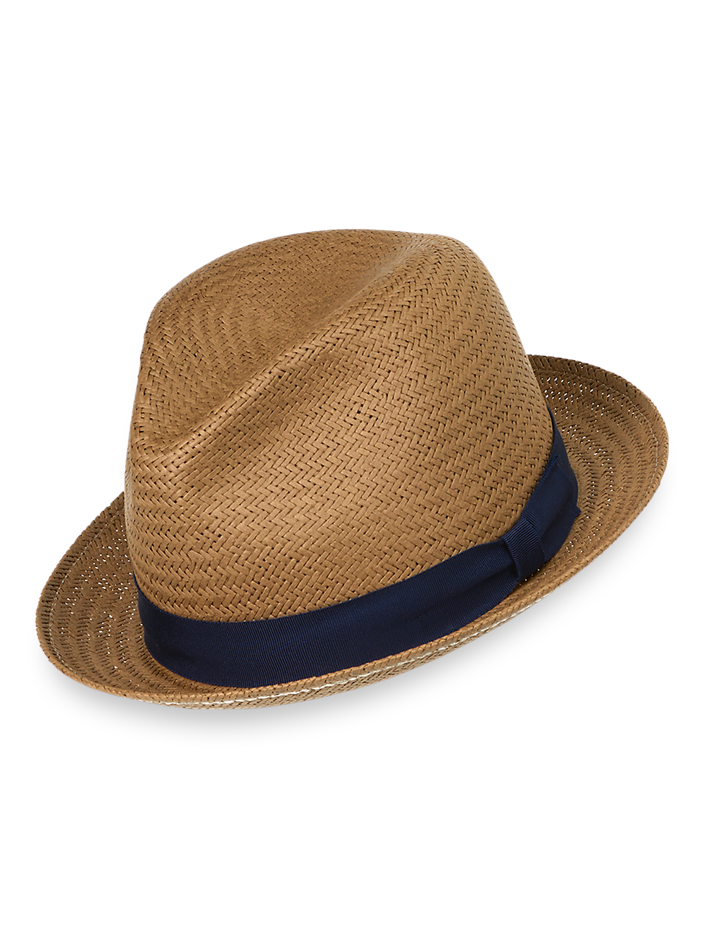 Product Image of Straw Fedora With Ribbon Band-Tan