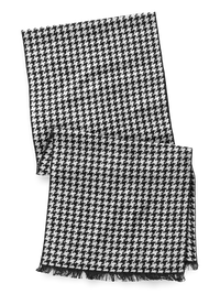 Houndstooth Brushed Silk Scarf - Black/white