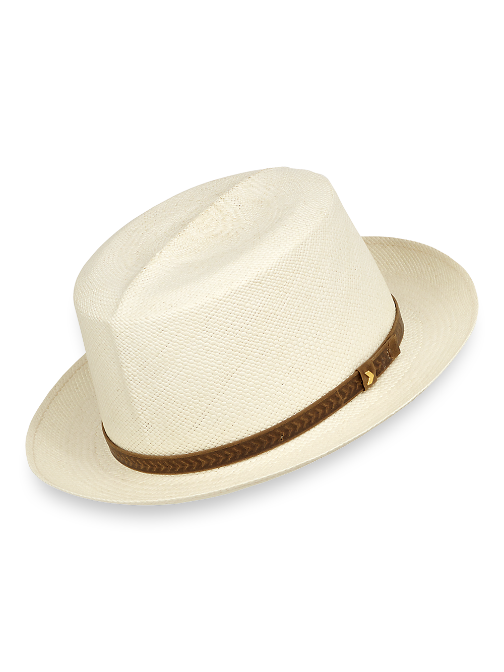 Product Image of Panama Fedora With Leather Band-Bone