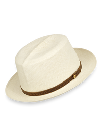 Panama Fedora With Leather Band - Bone