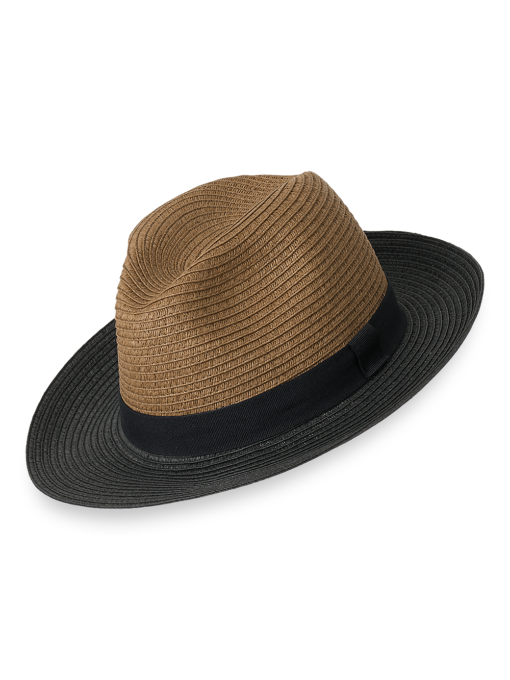 Product Image of Straw Blend Fedora With Ribbon Band-Brown/Black