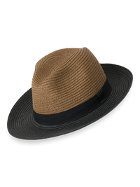 Straw Blend Fedora With Ribbon Band - Brown/black