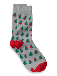 Christmas Tree Cotton Blend Socks - Grey Multi