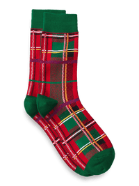 Tartan Plaid Cotton Blend Socks - Red/green