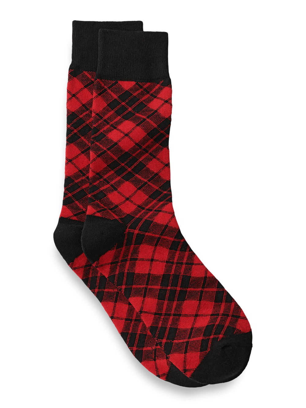 Product Image of Plaid Cotton Blend Socks-Red/Black