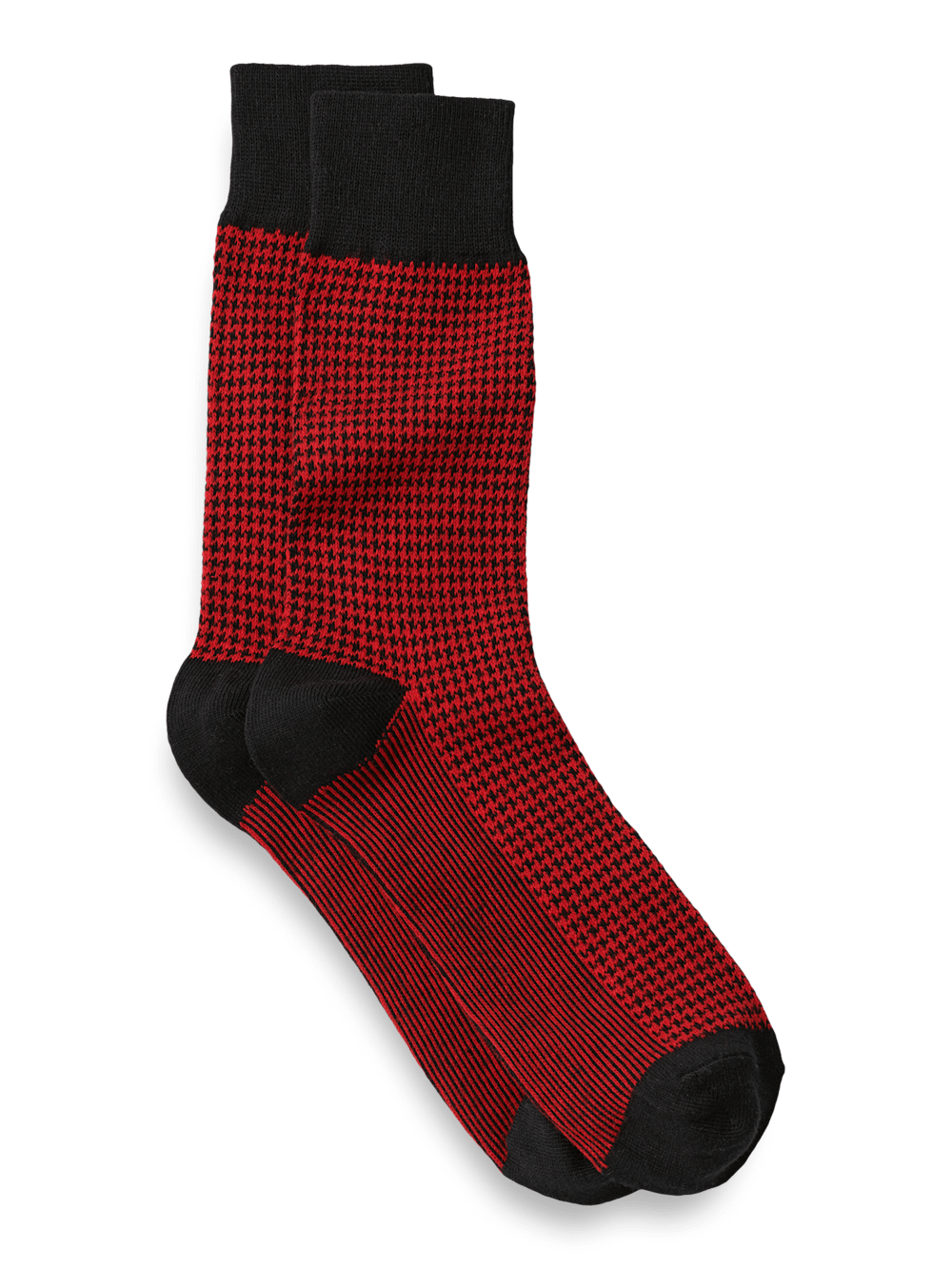 Product Image of Houndstooth Cotton Blend Sock-Red/Black