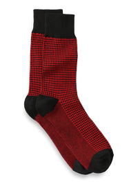 Houndstooth Cotton Blend Sock - Red/black