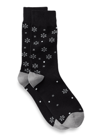 Snowflake Cotton Blend Socks - Black