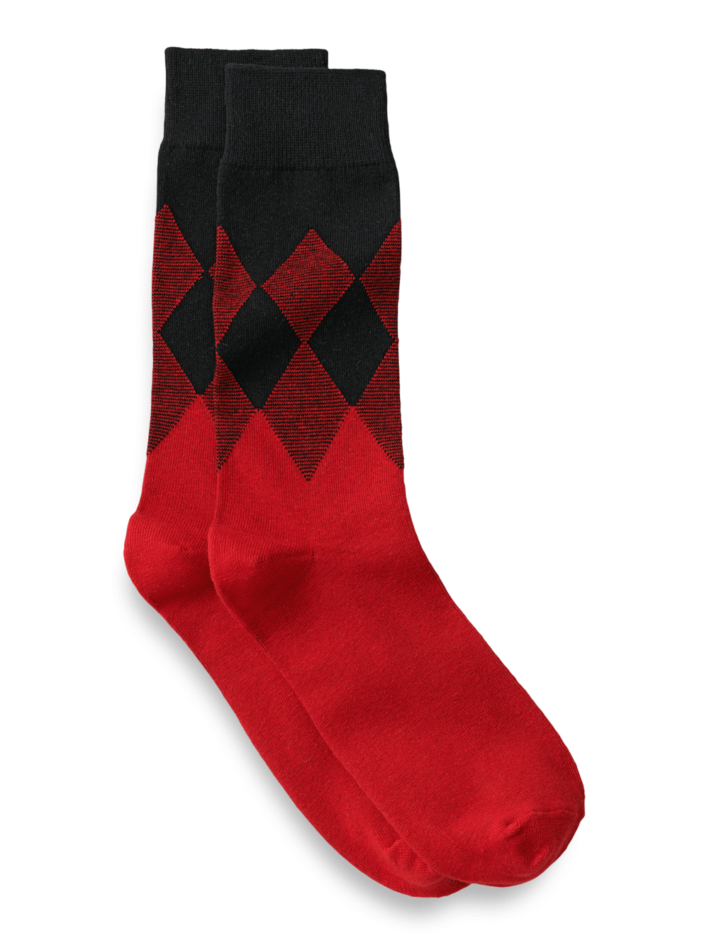 Product Image of Argyle Cotton Blend Socks-Red/Black