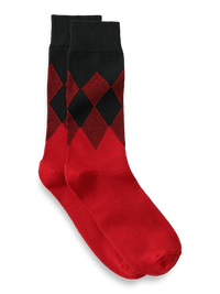 Argyle Cotton Blend Socks - Red/black