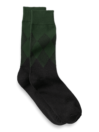 Argyle Cotton Blend Socks - Green/black