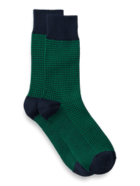 Houndstooth Cotton Blend Sock - Green/navy