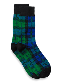 Blackwatch Plaid Cotton Blend Socks - Blue Multi