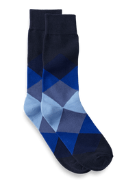 Argyle Cotton Blend Sock - Blue Multi