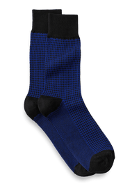 Houndstooth Cotton Blend Sock - Blue/black