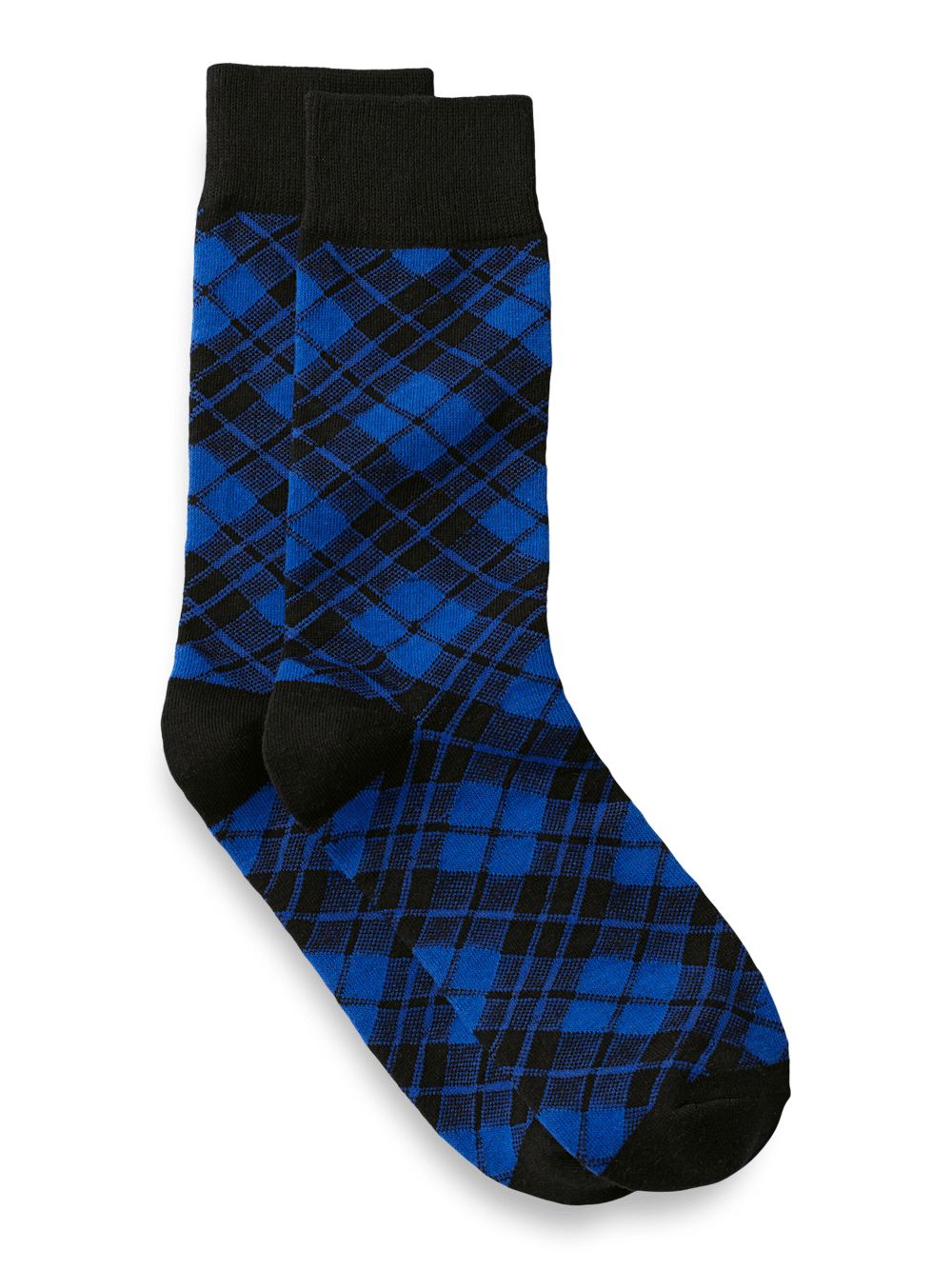 Product Image of Plaid Cotton Blend Socks-Blue/Black