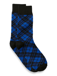 Plaid Cotton Blend Socks - Blue/black