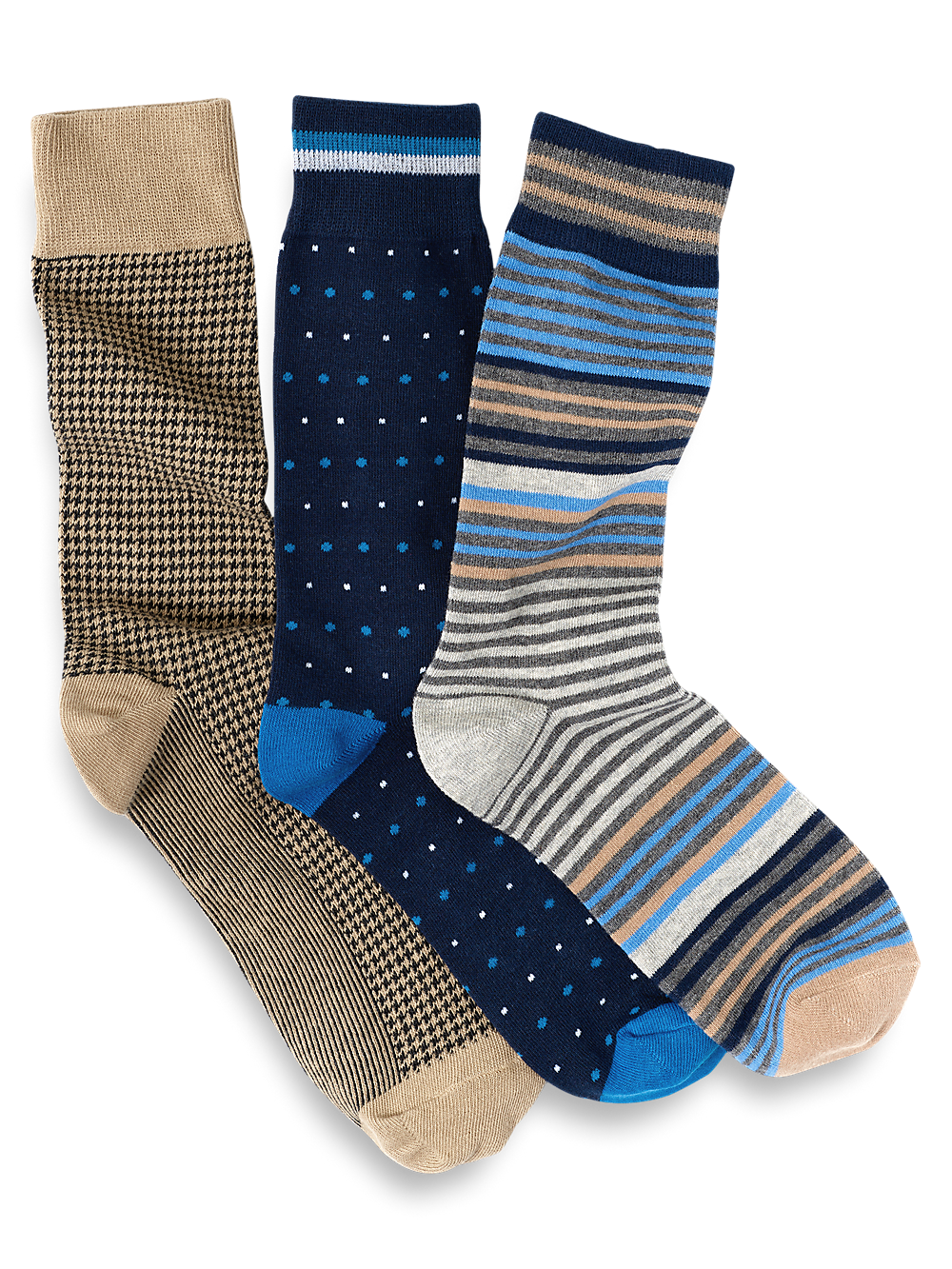 Product Image of 3 Pack Cotton Blend Sock-Blue Multi