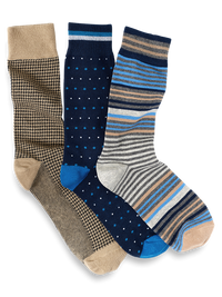 3 Pack Cotton Blend Sock - Blue Multi