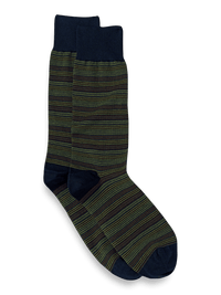 Stripe Cotton Blend Sock - Green Multi