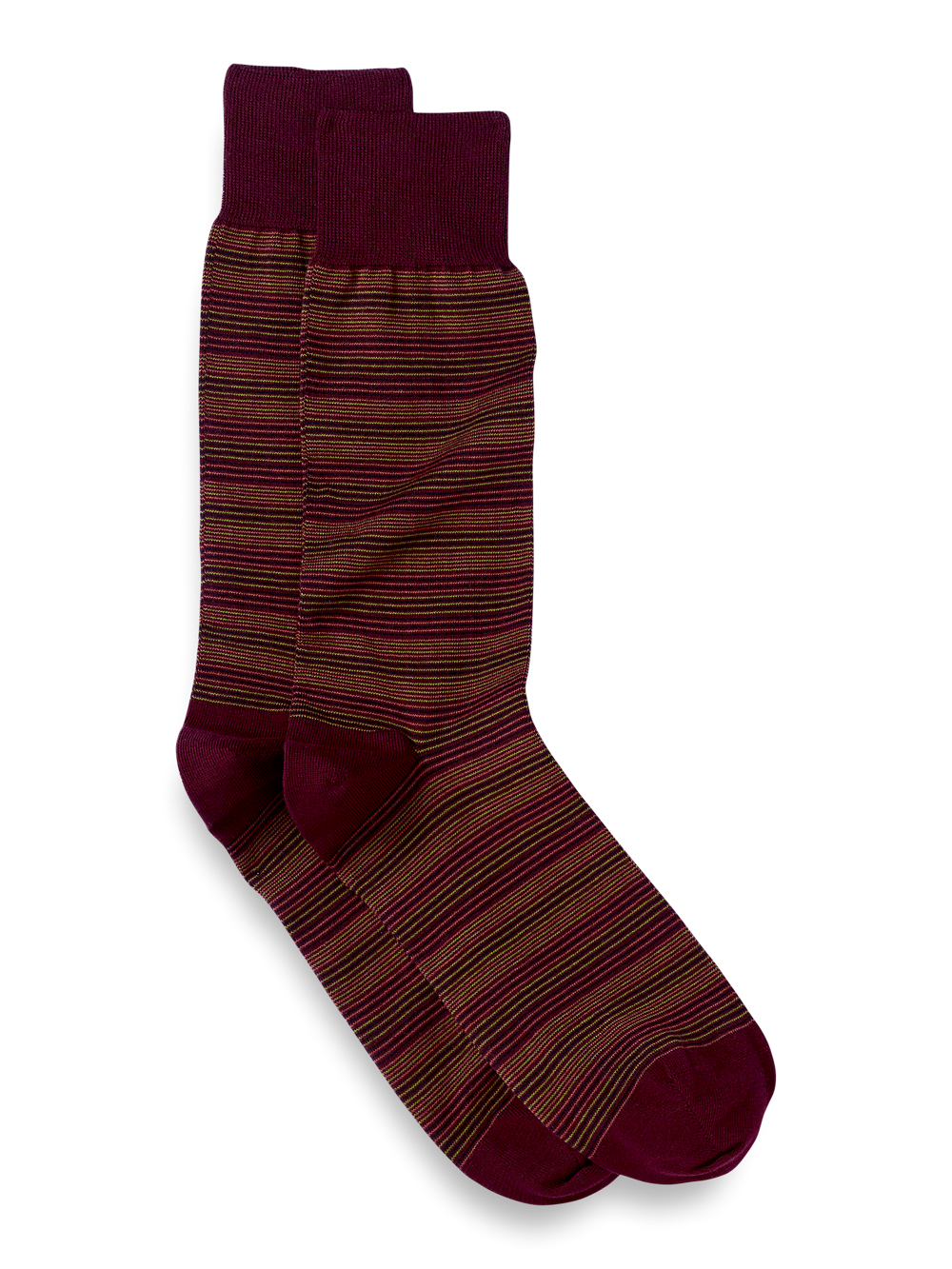 Product Image of Stripe Cotton Blend Sock-Burgundy Multi