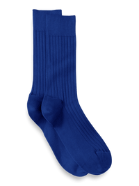 Solid Rib With Contrast Cotton Blend Sock - Blue/red