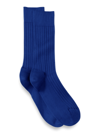 Solid Rib With Contrast Cotton Blend Sock - Blue/red