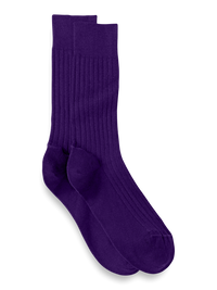 Solid Cotton Blend Sock - Purple/tan