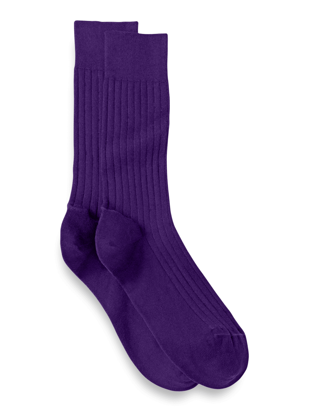 Product Image of Solid Rib With Contrast Cotton Blend Sock-Purple/Tan