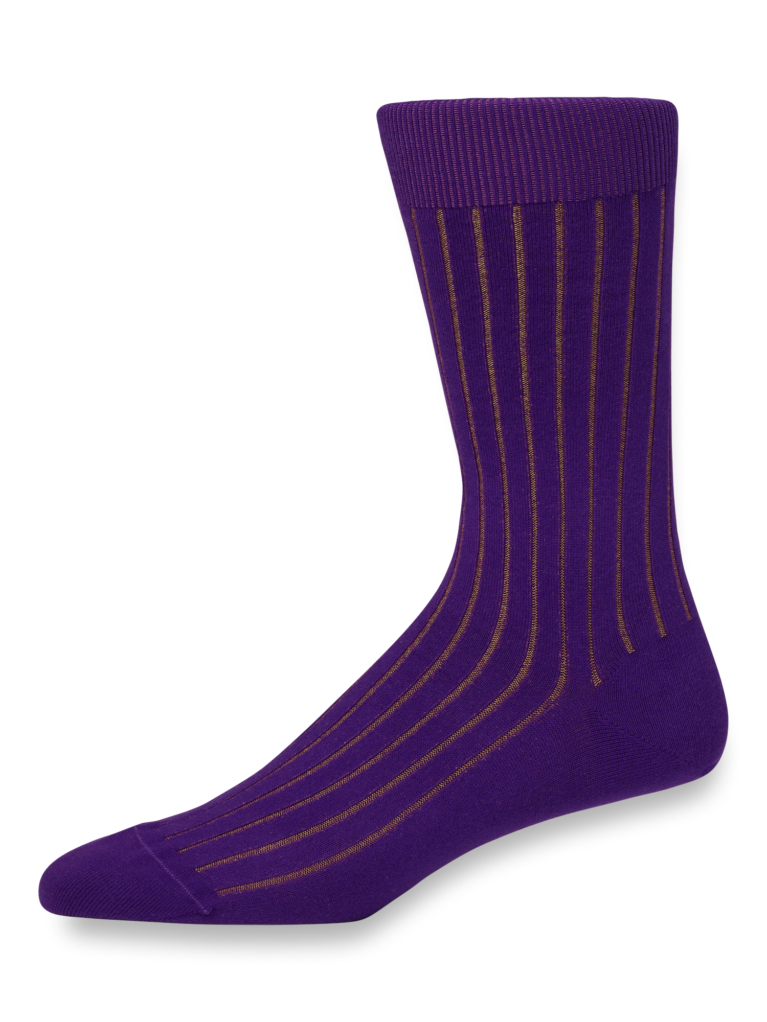 Solid Rib With Contrast Cotton Blend Sock - Purple/tan