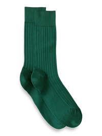 Solid Rib With Contrast Cotton Blend Sock - Green/blue