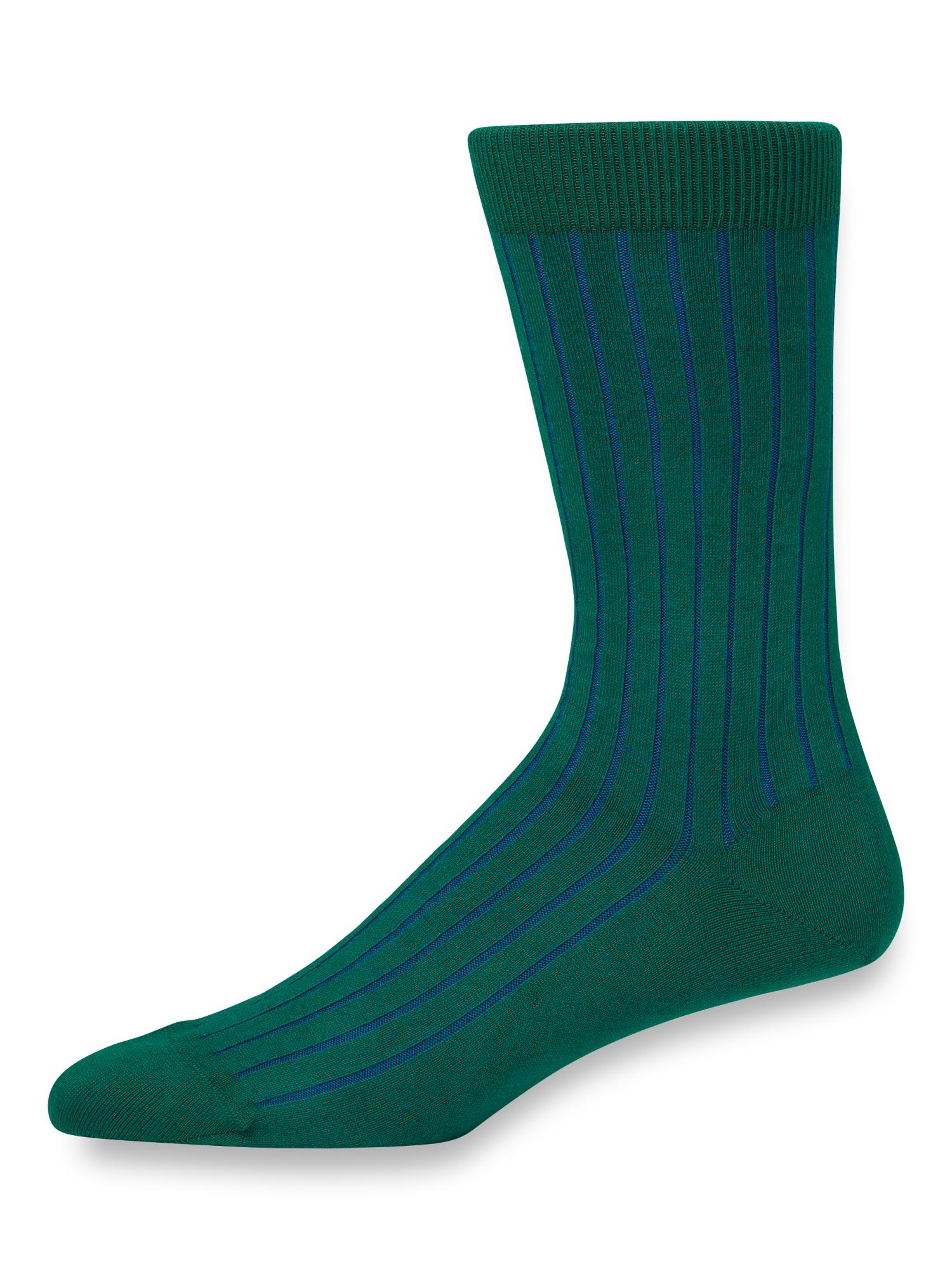 Solid Rib With Contrast Cotton Blend Sock - Green/blue