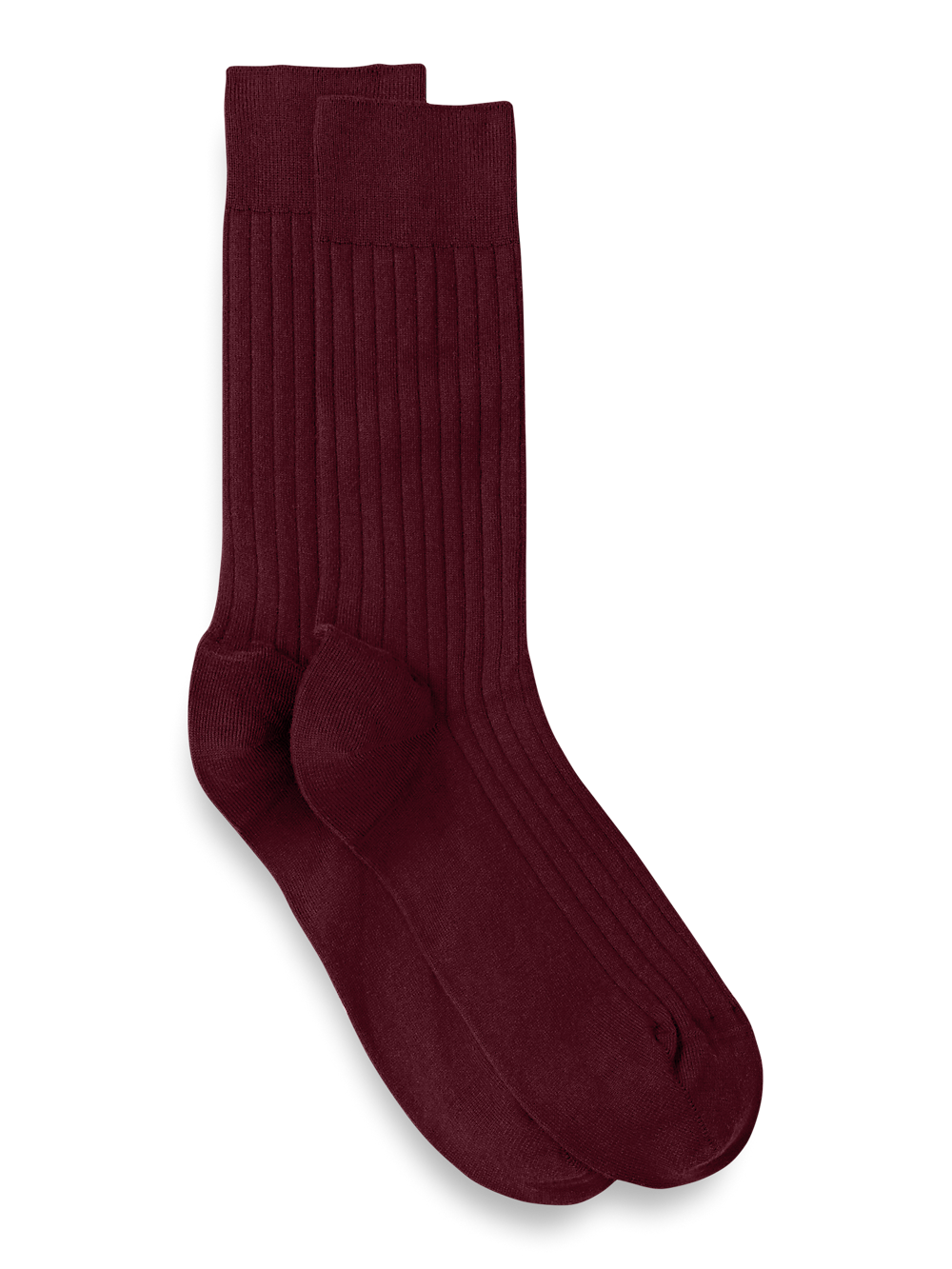 Product Image of Solid Rib With Contrast Cotton Blend Sock-Wine/Blue