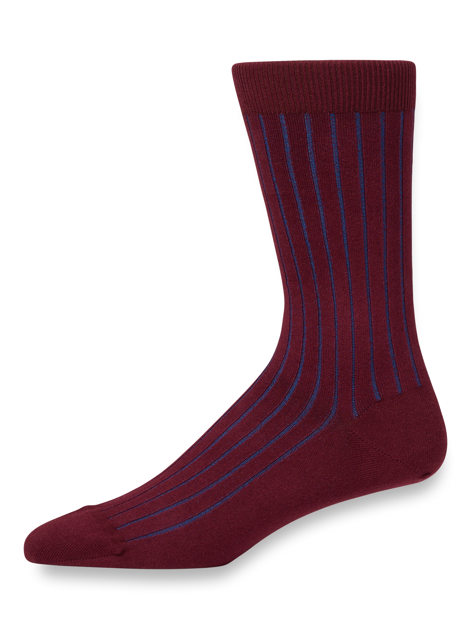 Solid Rib With Contrast Cotton Blend Sock - Wine/blue