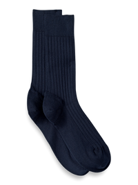 Solid Rib With Contrast Cotton Blend Sock - Navy/blue