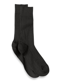 Solid Rib With Contrast Cotton Blend Sock - Grey/tan